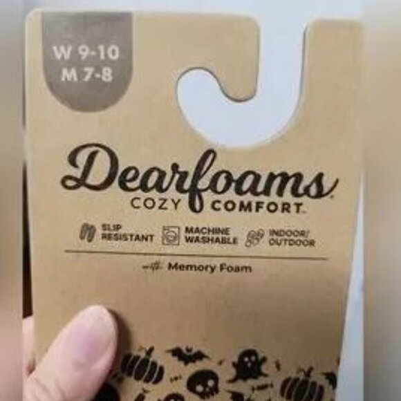 H392-MEOW-NWT Dearfoams Black/Orange Cat Slippers W9-10/M7-8 Cozy Slippers - Picture 2 of 6